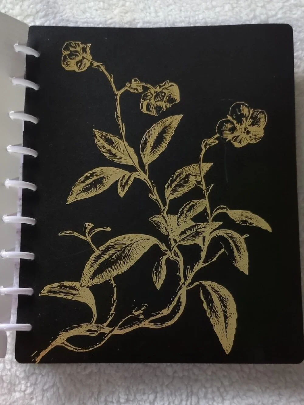 The Happy Planner Black & Gold Floral Planner And Notebook with White Discs
